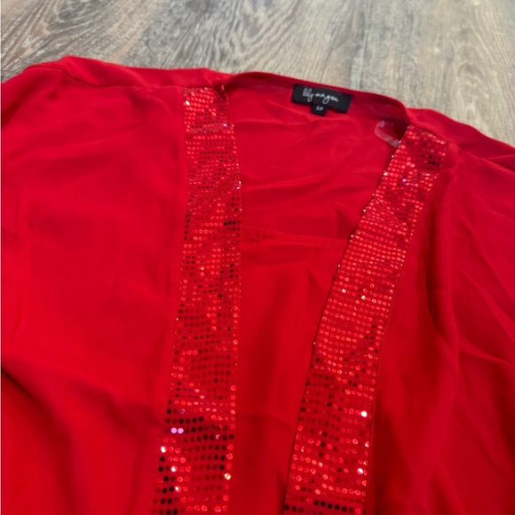 Lily Morgan Red Sequence Blouse - Picture 2 of 2